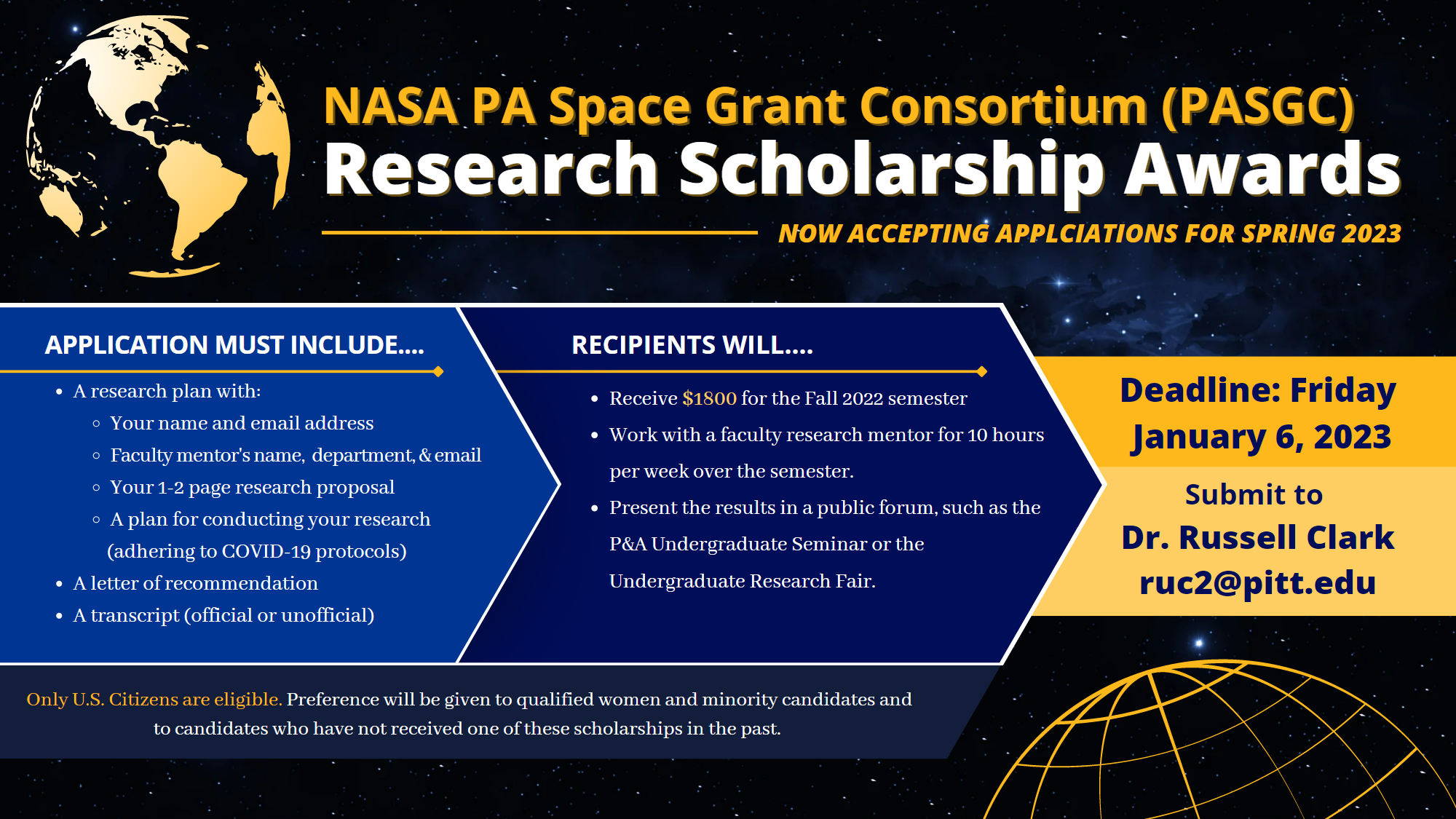 NASA PASGC Research Scholarship Awards Accepting Applications for